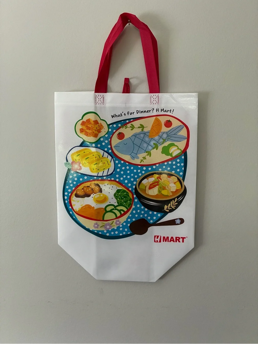 NWOT HMart “What’s for Dinner?” Reusable Tote Bag – Korean Food Graphic